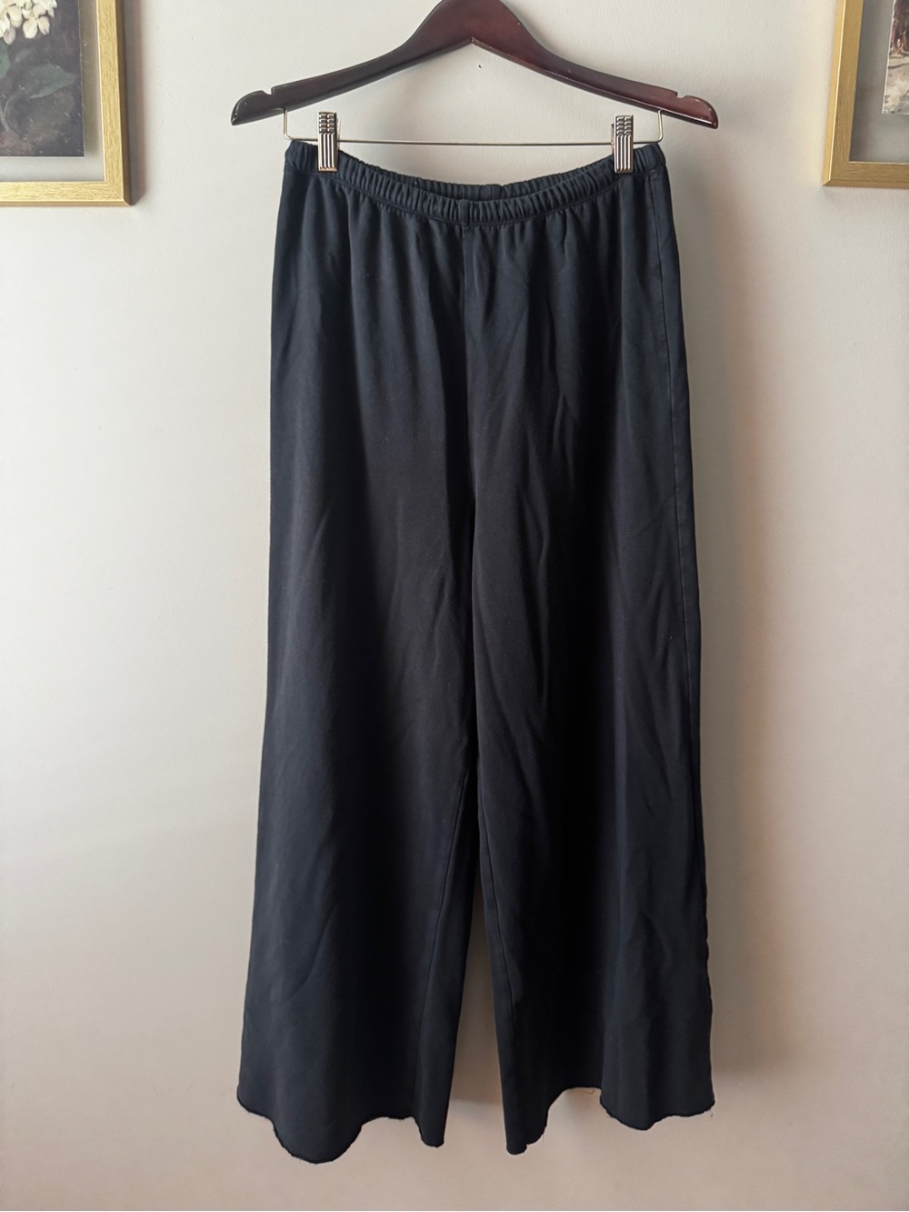 OFFLINE by Aerie Black Super Wide Leg Raw Hem Lounge Pants S